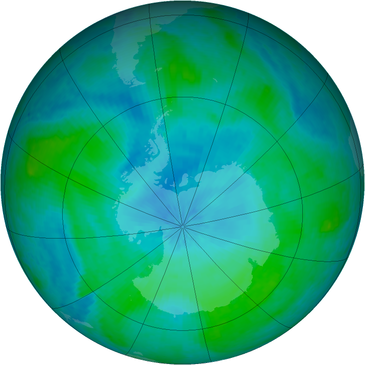 Antarctic ozone map for 04 February 2002